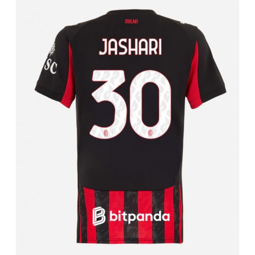 Echipament fotbal AC Milan Ardon Jashari #30 Tricou Acasa 2025-26 pentru femei maneca scurta Echipament fotbal AC Milan Ardon Jashari #30 Tricou Acasa 2025-26 pentru femei maneca scurta