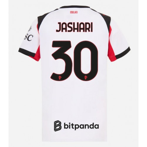 Echipament fotbal AC Milan Ardon Jashari #30 Tricou Deplasare 2025-26 pentru femei maneca scurta Echipament fotbal AC Milan Ardon Jashari #30 Tricou Deplasare 2025-26 pentru femei maneca scurta