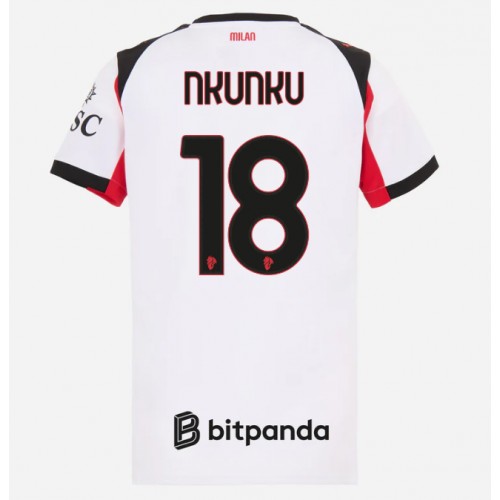 Echipament fotbal AC Milan Christopher Nkunku #18 Tricou Deplasare 2025-26 pentru femei maneca scurta Echipament fotbal AC Milan Christopher Nkunku #18 Tricou Deplasare 2025-26 pentru femei maneca scurta