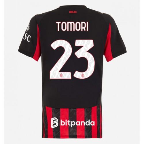 Echipament fotbal AC Milan Fikayo Tomori #23 Tricou Acasa 2025-26 pentru femei maneca scurta Echipament fotbal AC Milan Fikayo Tomori #23 Tricou Acasa 2025-26 pentru femei maneca scurta