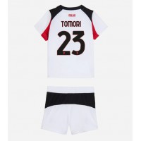 Echipament fotbal AC Milan Fikayo Tomori #23 Tricou Deplasare 2025-26 pentru copii maneca scurta (+ Pantaloni scurti)