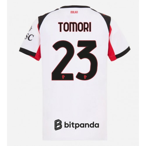Echipament fotbal AC Milan Fikayo Tomori #23 Tricou Deplasare 2025-26 pentru femei maneca scurta Echipament fotbal AC Milan Fikayo Tomori #23 Tricou Deplasare 2025-26 pentru femei maneca scurta