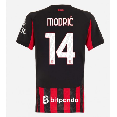 Echipament fotbal AC Milan Luka Modric #14 Tricou Acasa 2025-26 pentru femei maneca scurta Echipament fotbal AC Milan Luka Modric #14 Tricou Acasa 2025-26 pentru femei maneca scurta