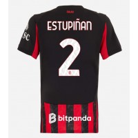 Echipament fotbal AC Milan Pervis Estupinan #2 Tricou Acasa 2025-26 pentru femei maneca scurta