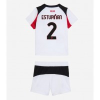 Echipament fotbal AC Milan Pervis Estupinan #2 Tricou Deplasare 2025-26 pentru copii maneca scurta (+ Pantaloni scurti)