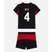 Echipament fotbal AC Milan Samuele Ricci #4 Tricou Acasa 2025-26 pentru copii maneca scurta (+ Pantaloni scurti)