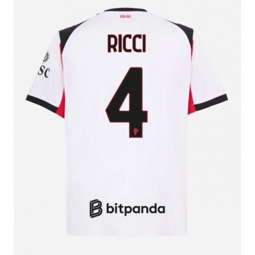 Echipament fotbal AC Milan Samuele Ricci #4 Tricou Deplasare 2025-26 maneca scurta Echipament fotbal AC Milan Samuele Ricci #4 Tricou Deplasare 2025-26 maneca scurta