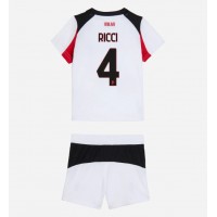 Echipament fotbal AC Milan Samuele Ricci #4 Tricou Deplasare 2025-26 pentru copii maneca scurta (+ Pantaloni scurti)