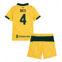 Echipament fotbal AC Milan Samuele Ricci #4 Tricou Treilea 2025-26 pentru copii maneca scurta (+ Pantaloni scurti)