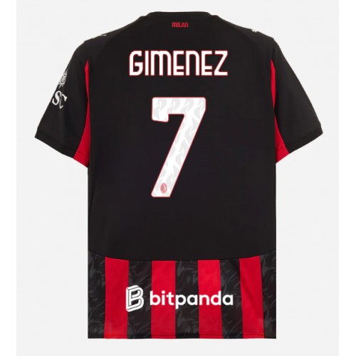 Echipament fotbal AC Milan Santiago Gimenez #7 Tricou Acasa 2025-26 maneca scurta Echipament fotbal AC Milan Santiago Gimenez #7 Tricou Acasa 2025-26 maneca scurta