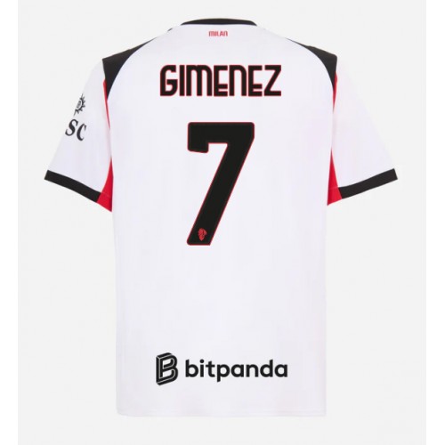 Echipament fotbal AC Milan Santiago Gimenez #7 Tricou Deplasare 2025-26 maneca scurta Echipament fotbal AC Milan Santiago Gimenez #7 Tricou Deplasare 2025-26 maneca scurta