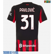 Echipament fotbal AC Milan Strahinja Pavlovic #31 Tricou Acasa 2025-26 pentru femei maneca scurta