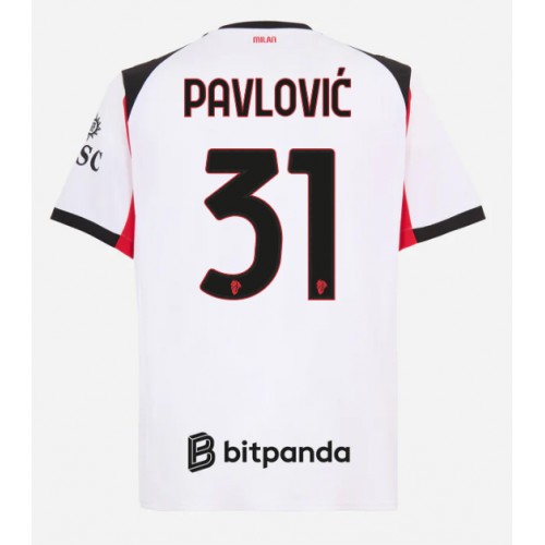 Echipament fotbal AC Milan Strahinja Pavlovic #31 Tricou Deplasare 2025-26 maneca scurta Echipament fotbal AC Milan Strahinja Pavlovic #31 Tricou Deplasare 2025-26 maneca scurta