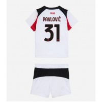 Echipament fotbal AC Milan Strahinja Pavlovic #31 Tricou Deplasare 2025-26 pentru copii maneca scurta (+ Pantaloni scurti)