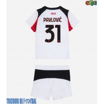 Echipament fotbal AC Milan Strahinja Pavlovic #31 Tricou Deplasare 2025-26 pentru copii maneca scurta (+ Pantaloni scurti)