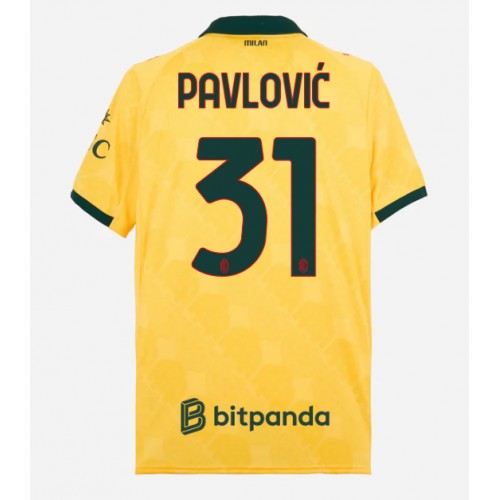 Echipament fotbal AC Milan Strahinja Pavlovic #31 Tricou Treilea 2025-26 maneca scurta Echipament fotbal AC Milan Strahinja Pavlovic #31 Tricou Treilea 2025-26 maneca scurta
