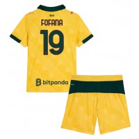 Echipament fotbal AC Milan Youssouf Fofana #19 Tricou Treilea 2025-26 pentru copii maneca scurta (+ Pantaloni scurti)
