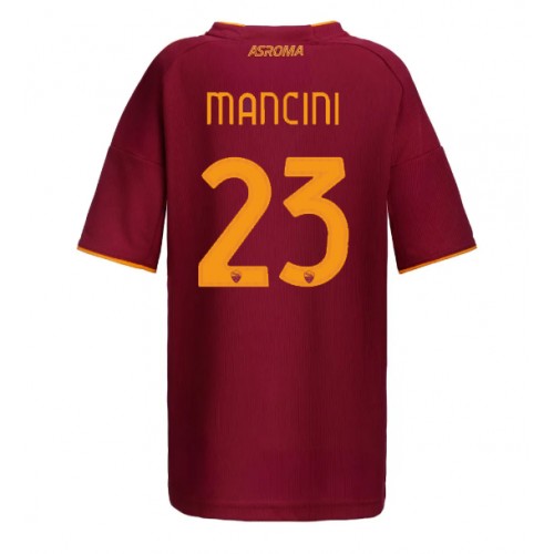 Echipament fotbal AS Roma Gianluca Mancini #23 Tricou Acasa 2025-26 pentru femei maneca scurta Echipament fotbal AS Roma Gianluca Mancini #23 Tricou Acasa 2025-26 pentru femei maneca scurta