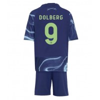 Echipament fotbal Ajax Kasper Dolberg #9 Tricou Deplasare 2025-26 pentru copii maneca scurta (+ Pantaloni scurti)
