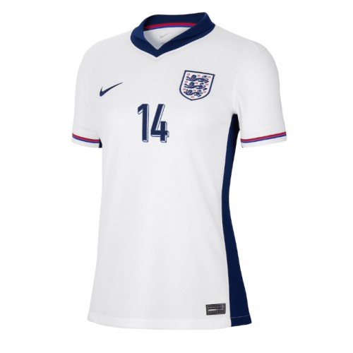 Echipament fotbal Anglia Ezri Konsa #14 Tricou Acasa European 2024 pentru femei maneca scurta Echipament fotbal Anglia Ezri Konsa #14 Tricou Acasa European 2024 pentru femei maneca scurta