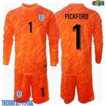 Echipament fotbal Anglia Jordan Pickford #1 Portar Tricou Acasa European 2024 pentru copii maneca lunga (+ Pantaloni scurti)