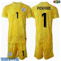 Echipament fotbal Anglia Jordan Pickford #1 Portar Tricou Deplasare European 2024 pentru copii maneca scurta (+ Pantaloni scurti)