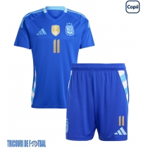 Echipament fotbal Argentina Angel Di Maria #11 Tricou Deplasare Copa America 2024 pentru copii maneca scurta (+ Pantaloni scurti)