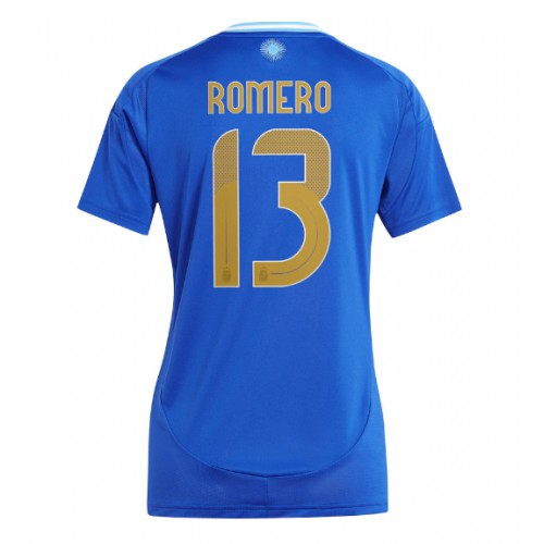 Echipament fotbal Argentina Cristian Romero #13 Tricou Deplasare Copa America 2024 pentru femei maneca scurta Echipament fotbal Argentina Cristian Romero #13 Tricou Deplasare Copa America 2024 pentru femei maneca scurta