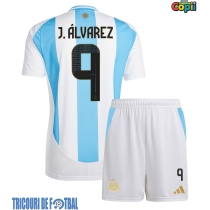 Echipament fotbal Argentina Julian Alvarez #9 Tricou Acasa Copa America 2024 pentru copii maneca scurta (+ Pantaloni scurti)