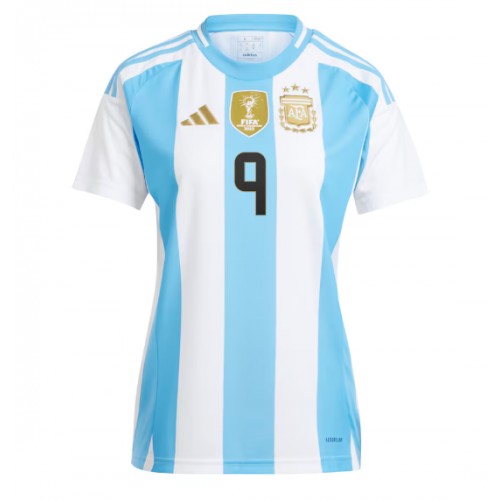 Echipament fotbal Argentina Julian Alvarez #9 Tricou Acasa Copa America 2024 pentru femei maneca scurta Echipament fotbal Argentina Julian Alvarez #9 Tricou Acasa Copa America 2024 pentru femei maneca scurta