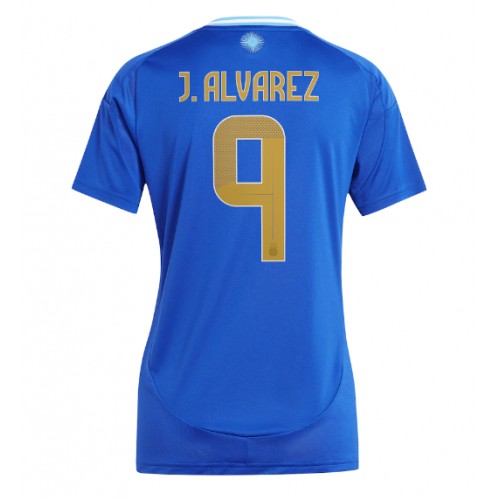 Echipament fotbal Argentina Julian Alvarez #9 Tricou Deplasare Copa America 2024 pentru femei maneca scurta Echipament fotbal Argentina Julian Alvarez #9 Tricou Deplasare Copa America 2024 pentru femei maneca scurta