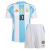 Echipament fotbal Argentina Lionel Messi #10 Tricou Acasa Copa America 2024 pentru copii maneca scurta (+ Pantaloni scurti)
