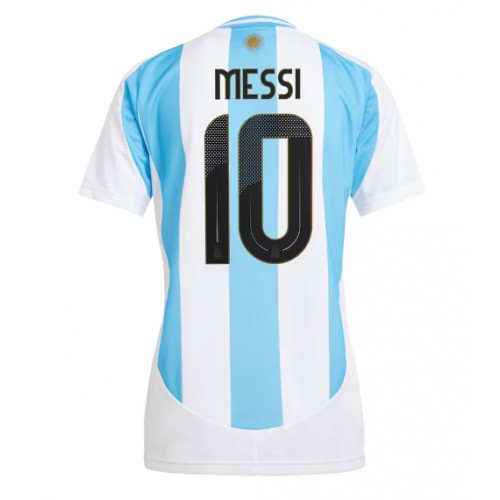 Echipament fotbal Argentina Lionel Messi #10 Tricou Acasa Copa America 2024 pentru femei maneca scurta Echipament fotbal Argentina Lionel Messi #10 Tricou Acasa Copa America 2024 pentru femei maneca scurta