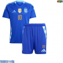 Echipament fotbal Argentina Lionel Messi #10 Tricou Deplasare Copa America 2024 pentru copii maneca scurta (+ Pantaloni scurti)