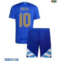 Echipament fotbal Argentina Lionel Messi #10 Tricou Deplasare Copa America 2024 pentru copii maneca scurta (+ Pantaloni scurti)