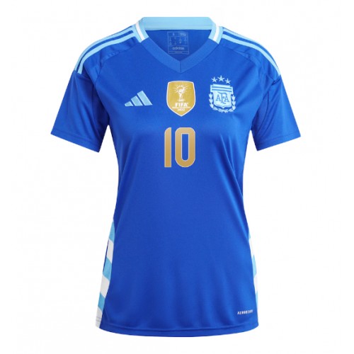 Echipament fotbal Argentina Lionel Messi #10 Tricou Deplasare Copa America 2024 pentru femei maneca scurta Echipament fotbal Argentina Lionel Messi #10 Tricou Deplasare Copa America 2024 pentru femei maneca scurta