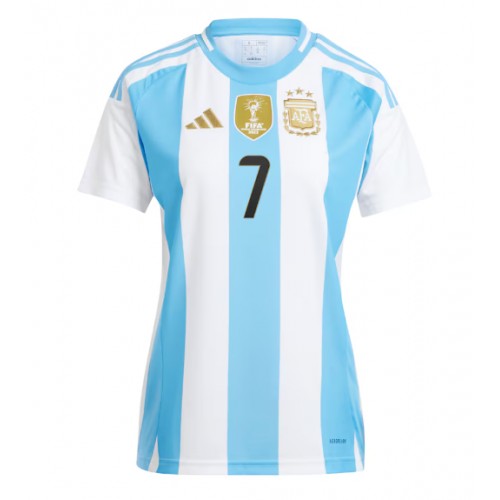 Echipament fotbal Argentina Rodrigo De Paul #7 Tricou Acasa Copa America 2024 pentru femei maneca scurta Echipament fotbal Argentina Rodrigo De Paul #7 Tricou Acasa Copa America 2024 pentru femei maneca scurta