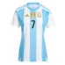 Echipament fotbal Argentina Rodrigo De Paul #7 Tricou Acasa Copa America 2024 pentru femei maneca scurta Echipament fotbal Argentina Rodrigo De Paul #7 Tricou Acasa Copa America 2024 pentru femei maneca scurta