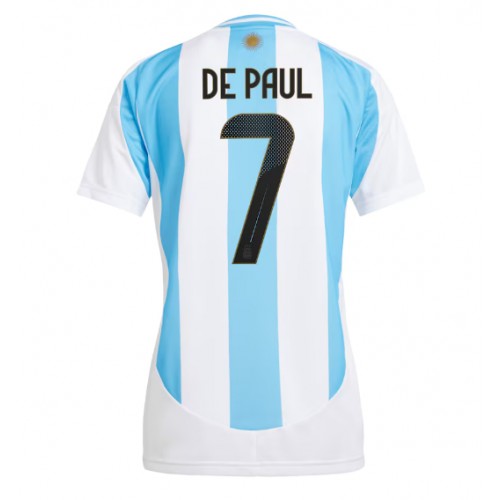 Echipament fotbal Argentina Rodrigo De Paul #7 Tricou Acasa Copa America 2024 pentru femei maneca scurta Echipament fotbal Argentina Rodrigo De Paul #7 Tricou Acasa Copa America 2024 pentru femei maneca scurta