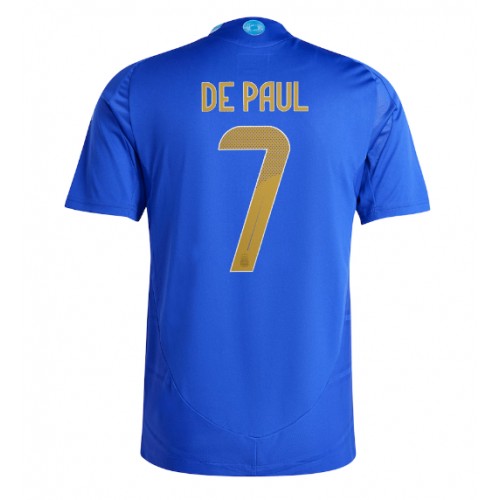 Echipament fotbal Argentina Rodrigo De Paul #7 Tricou Deplasare Copa America 2024 maneca scurta Echipament fotbal Argentina Rodrigo De Paul #7 Tricou Deplasare Copa America 2024 maneca scurta