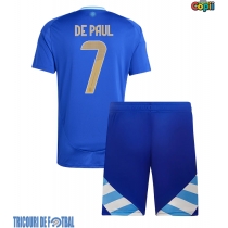 Echipament fotbal Argentina Rodrigo De Paul #7 Tricou Deplasare Copa America 2024 pentru copii maneca scurta (+ Pantaloni scurti)