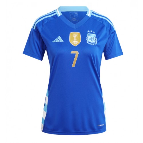 Echipament fotbal Argentina Rodrigo De Paul #7 Tricou Deplasare Copa America 2024 pentru femei maneca scurta Echipament fotbal Argentina Rodrigo De Paul #7 Tricou Deplasare Copa America 2024 pentru femei maneca scurta