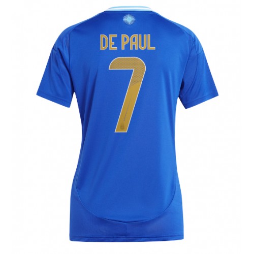 Echipament fotbal Argentina Rodrigo De Paul #7 Tricou Deplasare Copa America 2024 pentru femei maneca scurta Echipament fotbal Argentina Rodrigo De Paul #7 Tricou Deplasare Copa America 2024 pentru femei maneca scurta