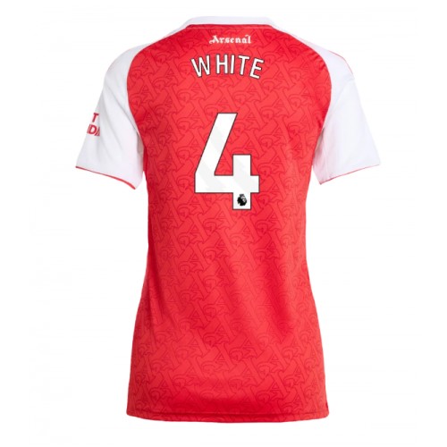 Echipament fotbal Arsenal Ben White #4 Tricou Acasa 2025-26 pentru femei maneca scurta Echipament fotbal Arsenal Ben White #4 Tricou Acasa 2025-26 pentru femei maneca scurta