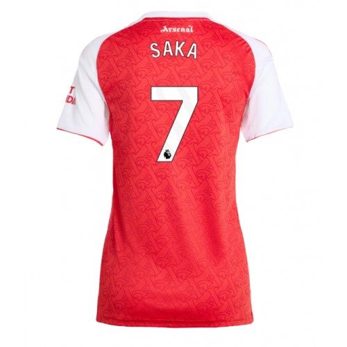 Echipament fotbal Arsenal Bukayo Saka #7 Tricou Acasa 2025-26 pentru femei maneca scurta Echipament fotbal Arsenal Bukayo Saka #7 Tricou Acasa 2025-26 pentru femei maneca scurta