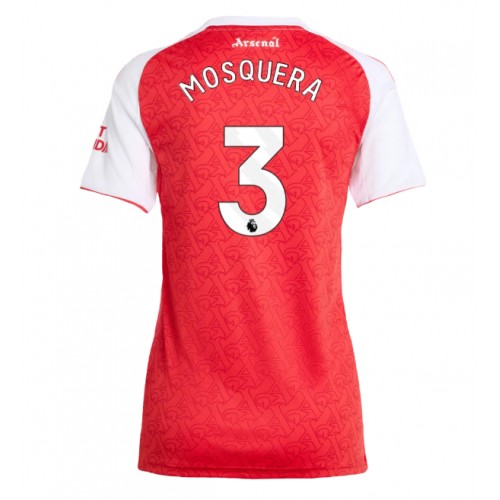 Echipament fotbal Arsenal Cristhian Mosquera #3 Tricou Acasa 2025-26 pentru femei maneca scurta Echipament fotbal Arsenal Cristhian Mosquera #3 Tricou Acasa 2025-26 pentru femei maneca scurta