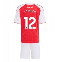 Echipament fotbal Arsenal Jurrien Timber #12 Tricou Acasa 2025-26 pentru copii maneca scurta (+ Pantaloni scurti)