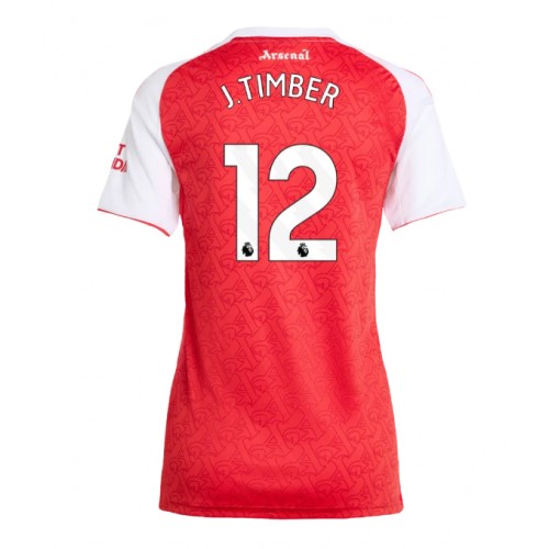 Echipament fotbal Arsenal Jurrien Timber #12 Tricou Acasa 2025-26 pentru femei maneca scurta Echipament fotbal Arsenal Jurrien Timber #12 Tricou Acasa 2025-26 pentru femei maneca scurta