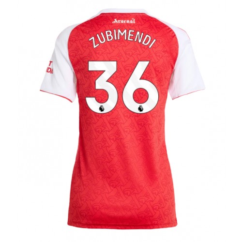 Echipament fotbal Arsenal Martin Zubimendi #36 Tricou Acasa 2025-26 pentru femei maneca scurta Echipament fotbal Arsenal Martin Zubimendi #36 Tricou Acasa 2025-26 pentru femei maneca scurta