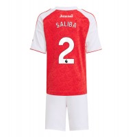 Echipament fotbal Arsenal William Saliba #2 Tricou Acasa 2025-26 pentru copii maneca scurta (+ Pantaloni scurti)